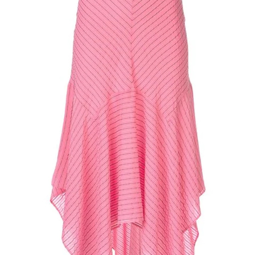 Ganni LYNCH SEERSUCKER HANDKERCHIEF MIDI SKIRT IN HOT PINK